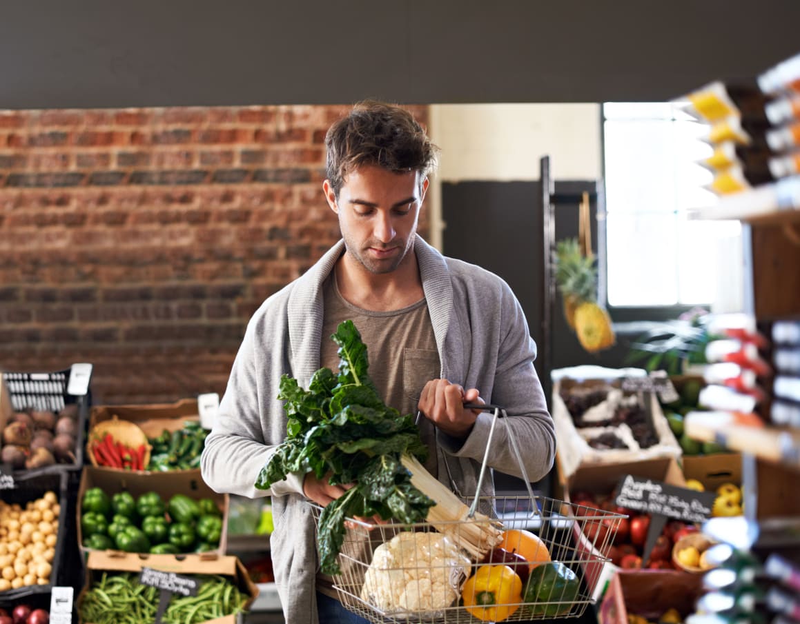 Eurolife blog- man shopping vegetables